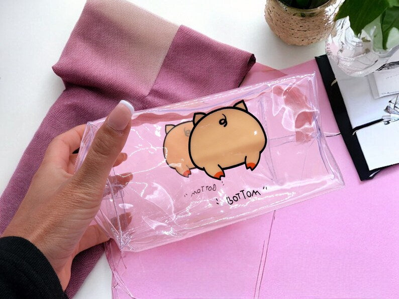 Pochette Rangement Trousse | Trousse de Maquillage | Mignon Cul Fesses Cochon | Kawaii Mignon Humour