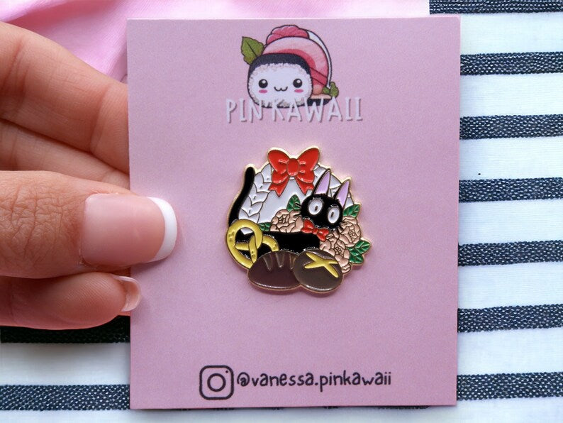 Email Brooch Pin | Kiki The Little Witch | Chat Noir Bakery | Jiji | Kawaii | Cute Cartoon