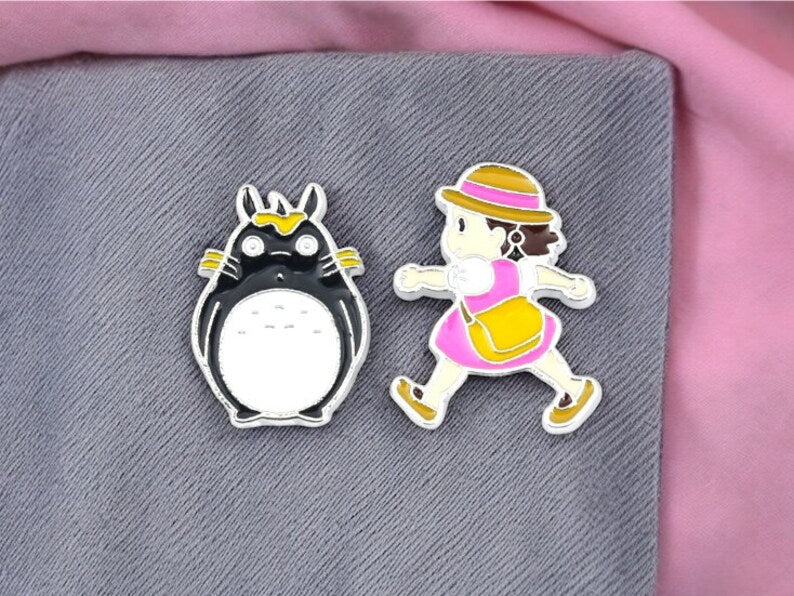 Lot de 4 Pin's Broche Email | Totoro | Noiraudes Parapluie | Totoro | Kawaii | Mignon