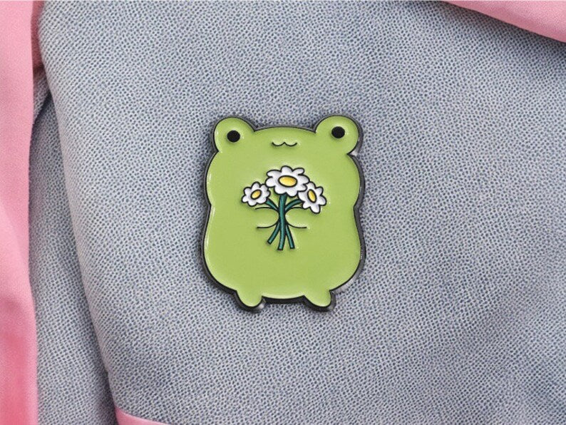 Pin's Broche Email | Grenouille ou Canard Fleur  | Fleur Printemps | Kawaii | Fun | Humour