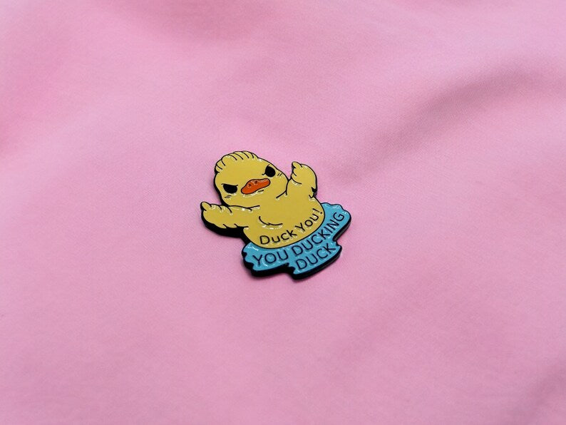 Email Brooch Pin | Chick Middle Finger | Fuck | Humor | Kawaii | Cute