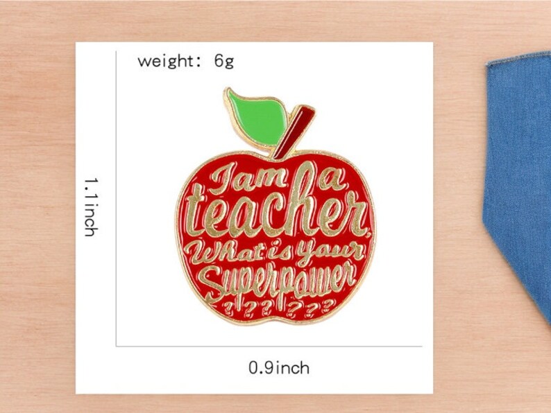 Email Brooch Pin | Teacher Teacher Teacher | Red or White Apple | Kawaii | Fun | Humor