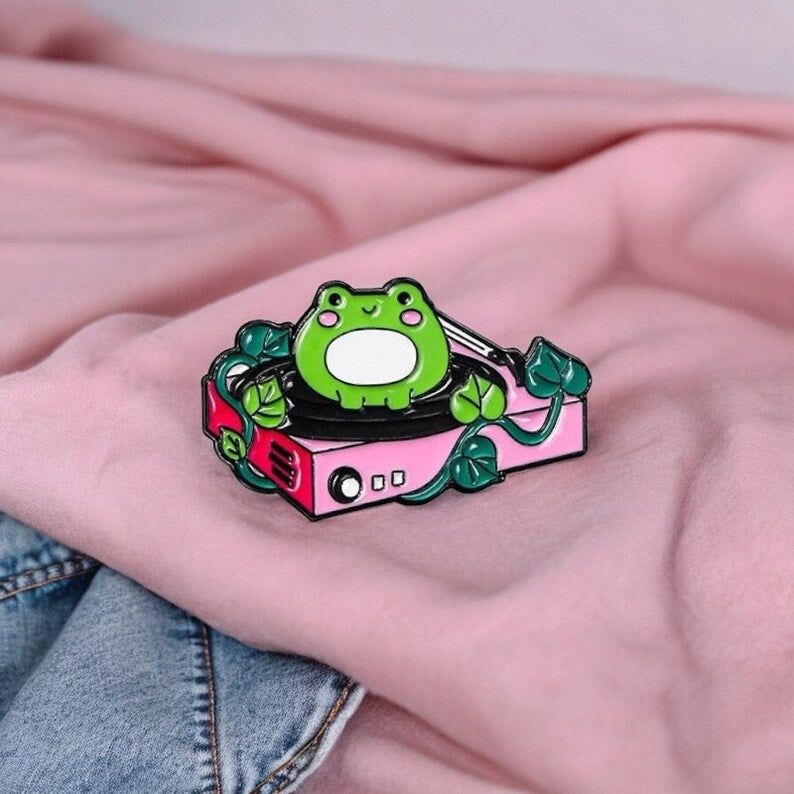 Pin's Broche Email | Mignon Grenouille Musique | Kawaii | Fun Humour Amoureux des Grenouilles