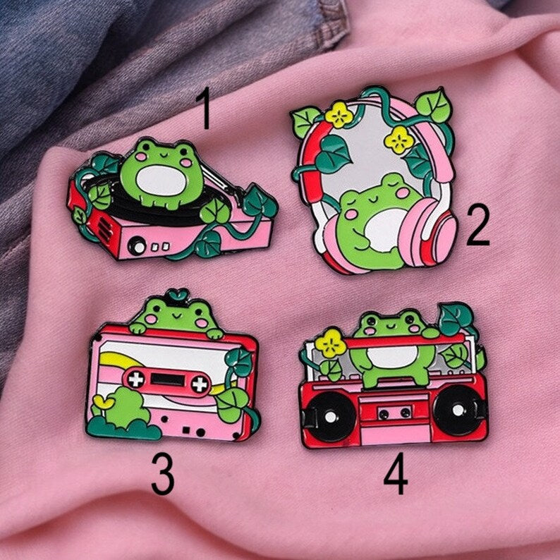 Pin's Broche Email | Mignon Grenouille Musique | Kawaii | Fun Humour Amoureux des Grenouilles