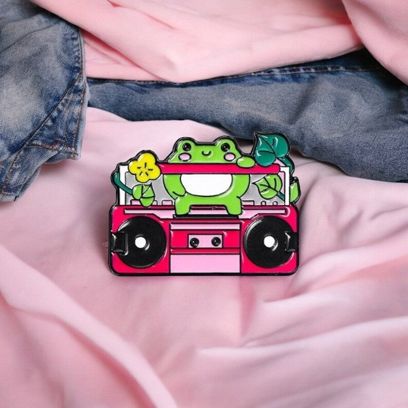 Pin's Broche Email | Mignon Grenouille Musique | Kawaii | Fun Humour Amoureux des Grenouilles