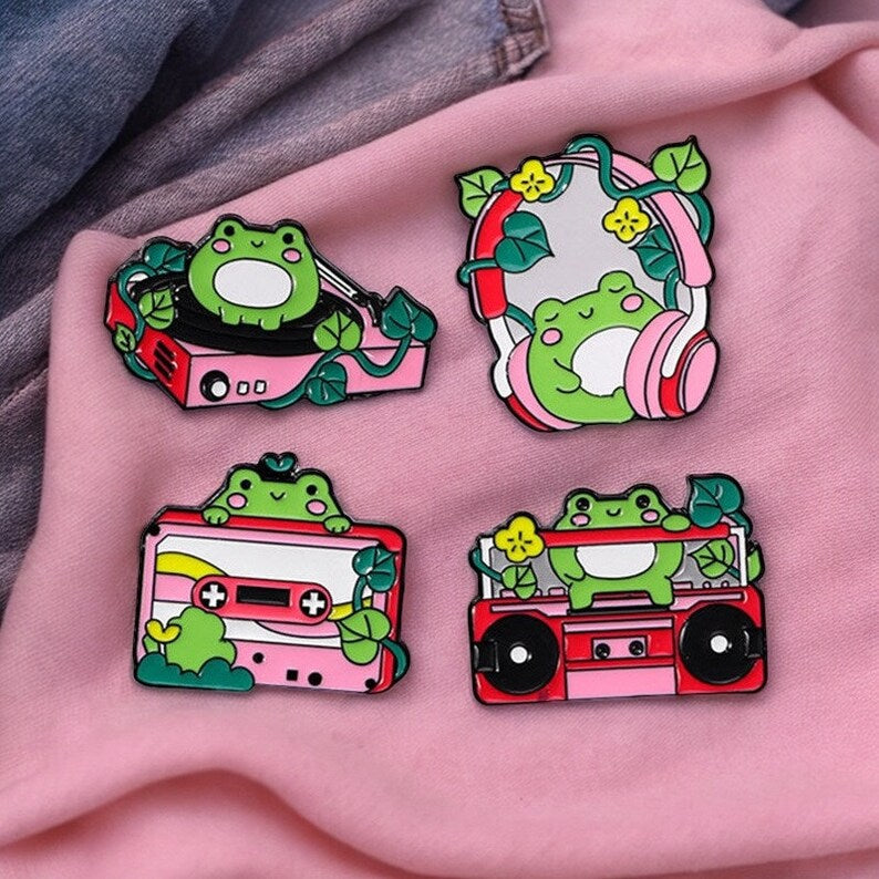 Pin's Broche Email | Mignon Grenouille Musique | Kawaii | Fun Humour Amoureux des Grenouilles