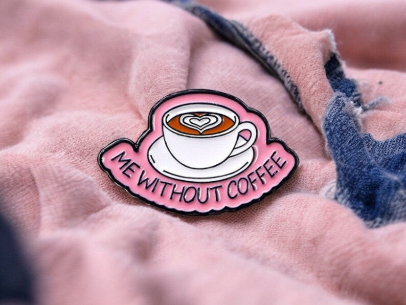 Pin's Broche Email | Amoureux de Café | Coffee | Café en Premier | Mignon |Kawaii | Fun | Humour