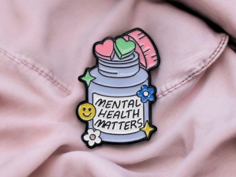 Pin's Broche Email | Mental Health Matters | Santé Mental | Humour | Kawaii | Mignon