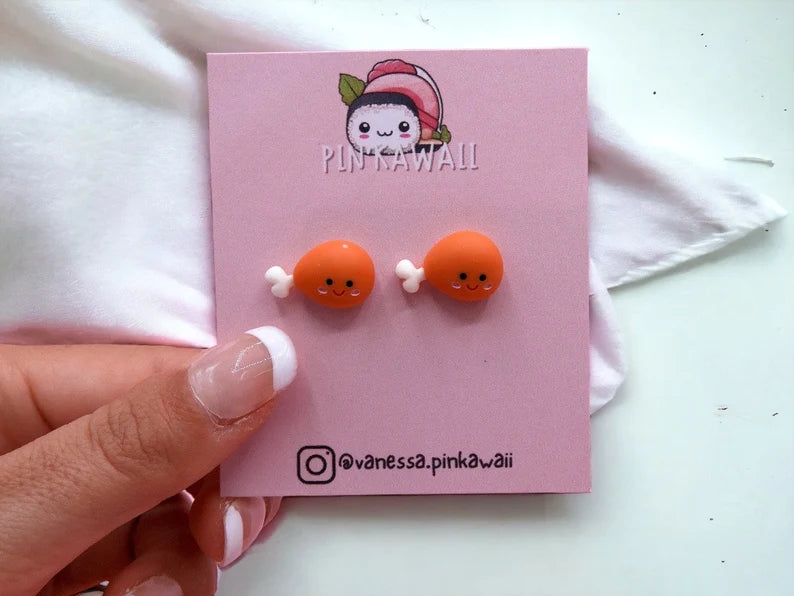 Resin earrings | Chicken Legs | Turkey Drumstick | Cute | Kawaii