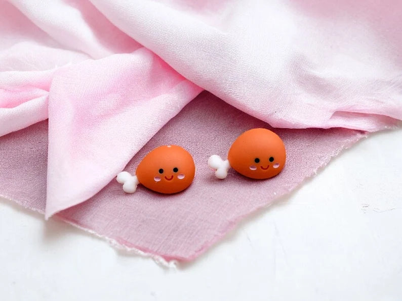 Boucles d'oreilles Résine | Cuisses de Poulet | Pilon de dinde | Mignonnes | Kawaii