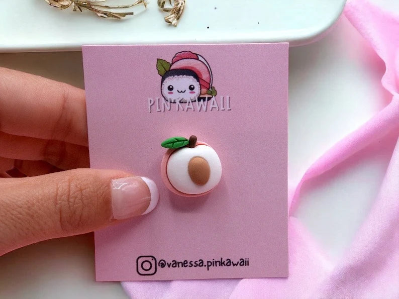 Resin Brooch Pin | Half Peach | Fruit | Kawaii