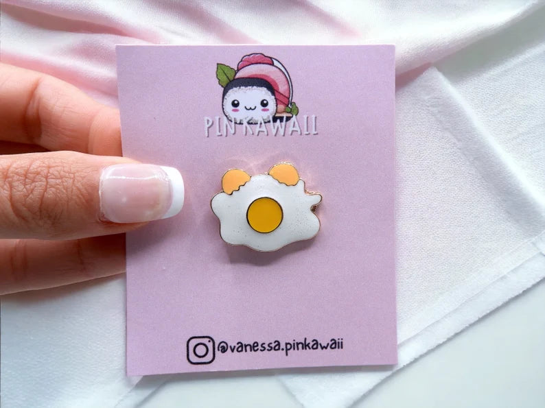 Pin's Broche Email | Oeuf au Plat | Oeuf Alimentaire | Kawaii | Fun | Humour