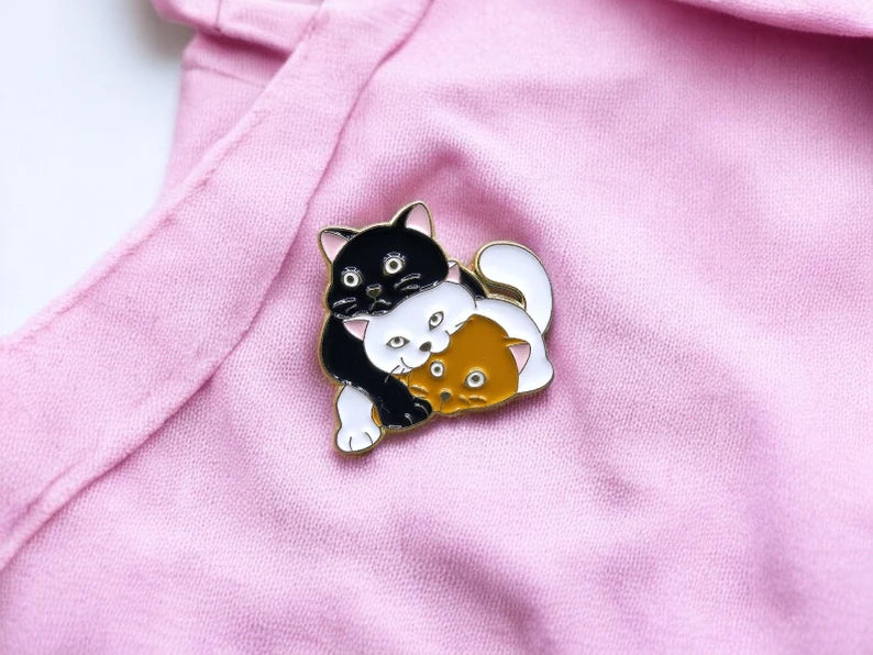 Pin's Broche Email | Pile de Chats | Calins de Chat | Mignon | Kawaii