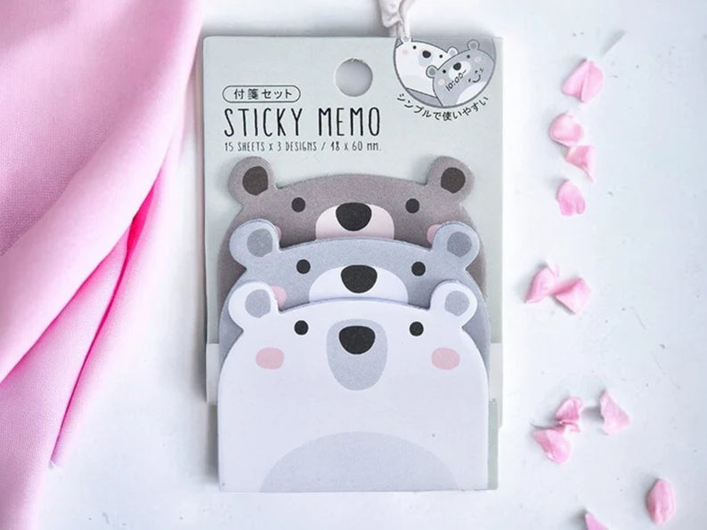 Message Note Sticker | Animals | Stationery | Kawaii style | Accessories | Post It | Cute | Bear Onesies | Penguins