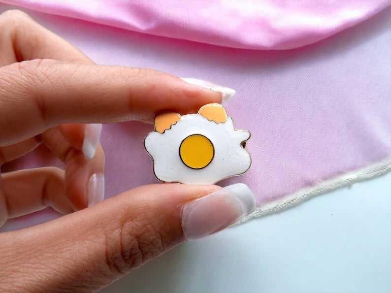 Pin's Broche Email | Oeuf au Plat | Oeuf Alimentaire | Kawaii | Fun | Humour