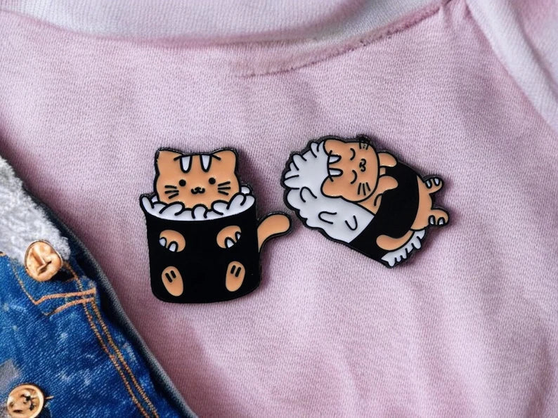 Email Brooch Pin | Sushi Cats | Kitten Sushi | Kawaii | Fun | Humor