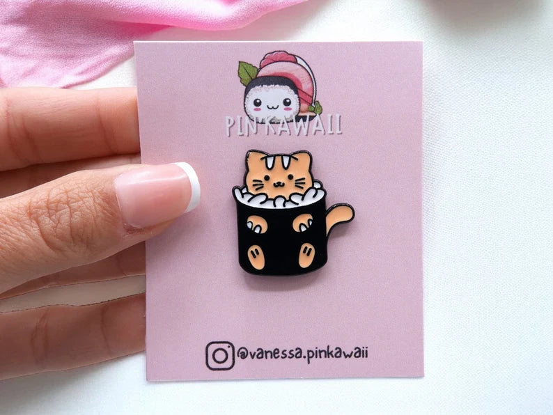 Pin's Broche Email | Chats Sushi | Sushi de Chaton | Kawaii | Fun | Humour