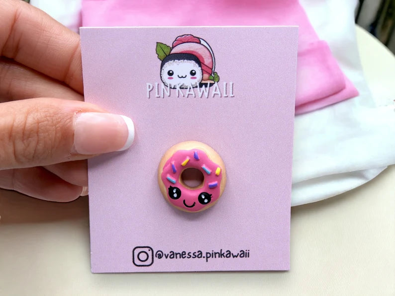 Resin Brooch Pin | Kawaii Donuts Cute Smile | Cookie | Kawaii