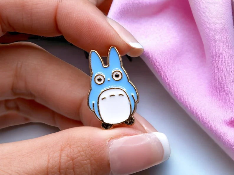 Set of 2 Enamel Brooch Pins | Totoro | Noiraudes | Pink Blue | Kawaii | Cute