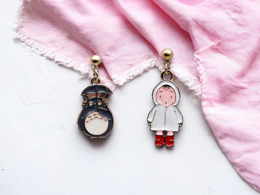 Boucles Oreilles | Pendants d'oreilles |  Totoro | My Neighbor Totoro Mei | Cuivre Plaqué Or