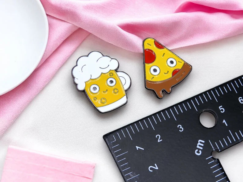 Pin's Broche Email | Pizza Bière Kawaii | Cute | Apéro | Mignon | Kawaii | Fun | Humour