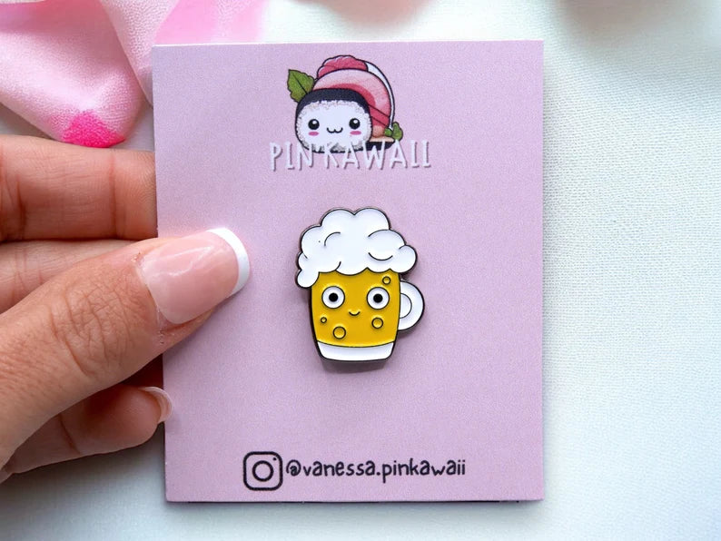 Pin's Broche Email | Pizza Bière Kawaii | Cute | Apéro | Mignon | Kawaii | Fun | Humour