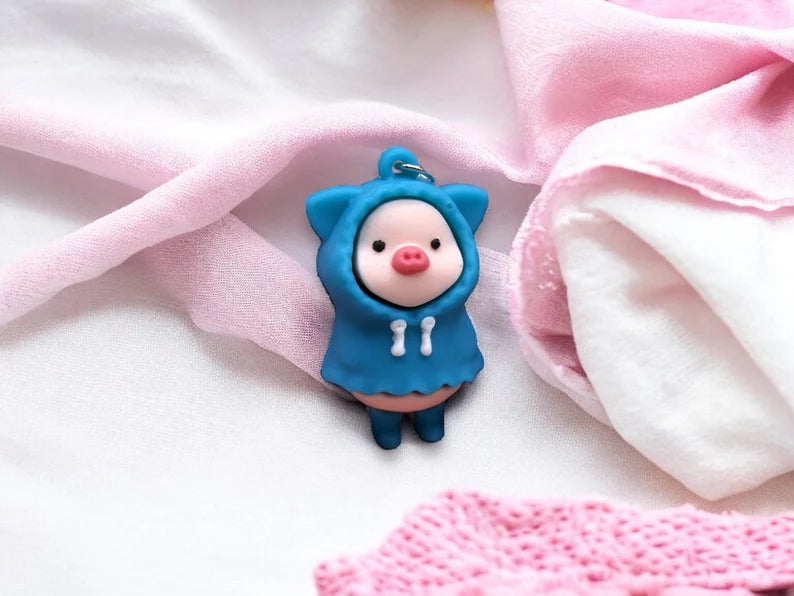 Silica Gel Silicone Pendant | Cute Pig Sweet Hoodie | Cute | Comic Strip | Kawaii