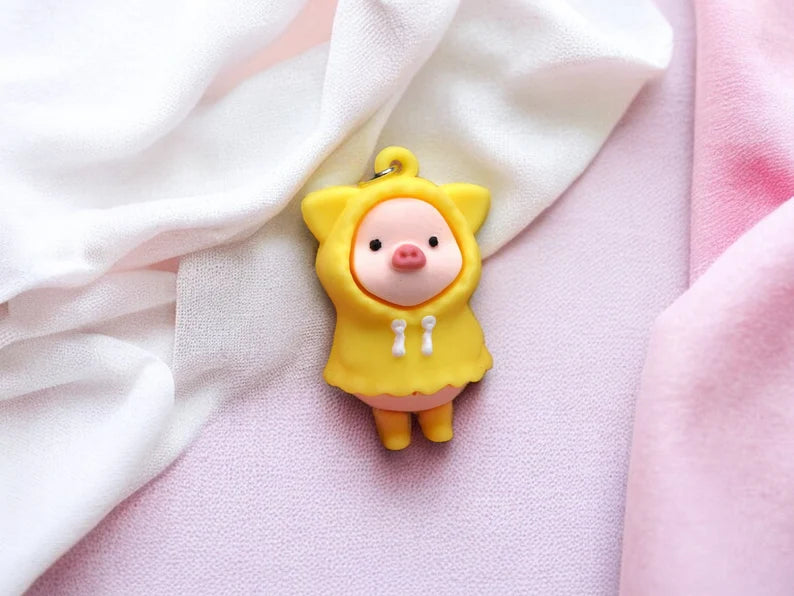 Silica Gel Silicone Pendant | Cute Pig Sweet Hoodie | Cute | Comic Strip | Kawaii