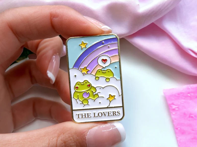 Pin's Broche Email | Tarot Grenouilles Kawaii | Carte de Tarot | Kawaii | Fun | Humour