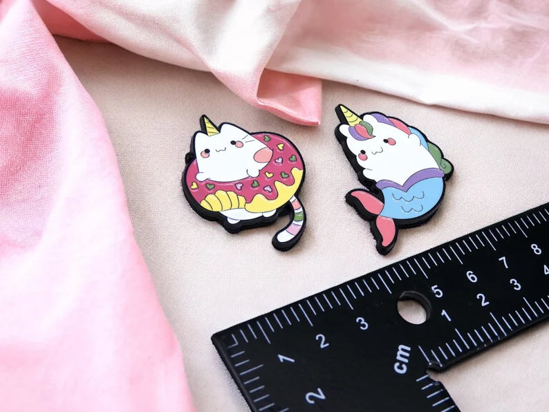 Pin's Broche Email | Licorne Kawaii | Sirène ou Bouée Donuts | Kawaii | Fun | Humour