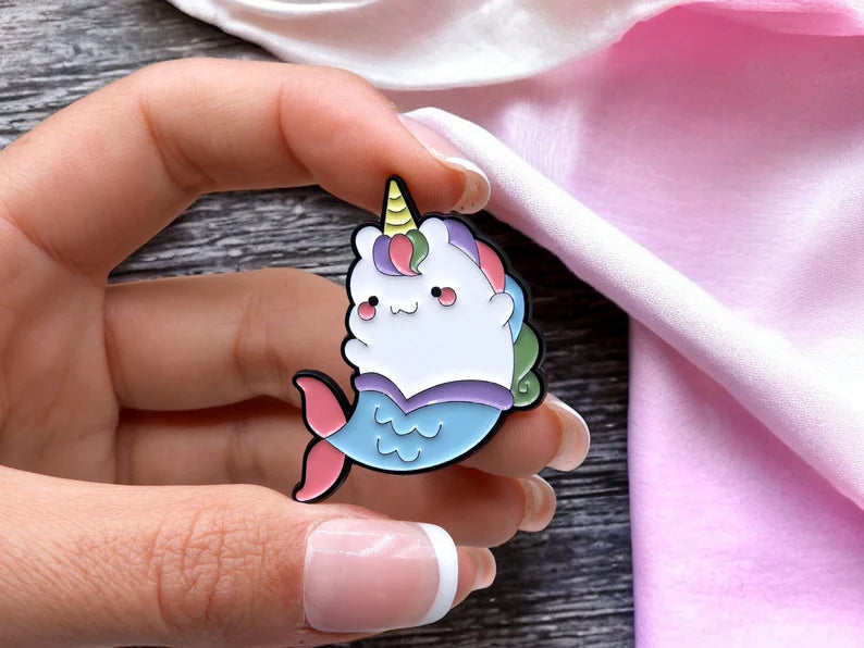 Pin's Broche Email | Licorne Kawaii | Sirène ou Bouée Donuts | Kawaii | Fun | Humour