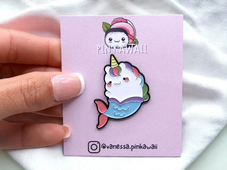 Pin's Broche Email | Licorne Kawaii | Sirène ou Bouée Donuts | Kawaii | Fun | Humour