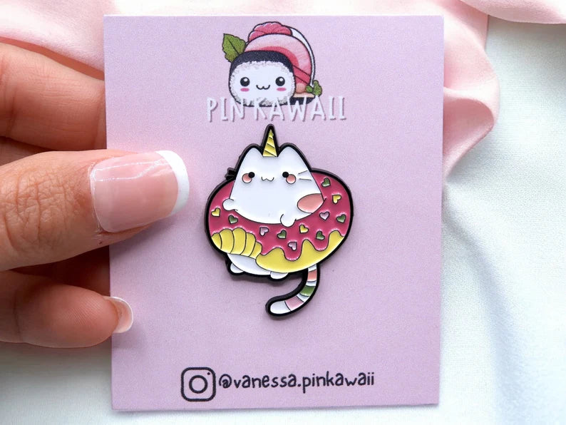 Pin's Broche Email | Licorne Kawaii | Sirène ou Bouée Donuts | Kawaii | Fun | Humour