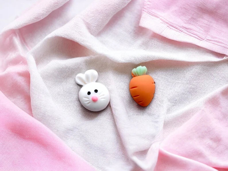 Boucles d'oreilles Résine | Lapin et Carotte | Duo Rigolo | Kawaii Mignon