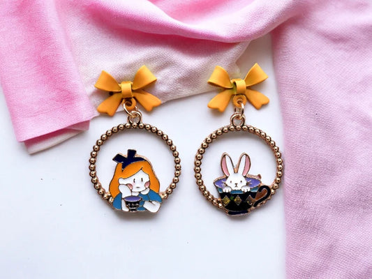 Earrings | Drop earrings | Alice in Wonderland | Late Bunny Alice | Gold Plated Copper