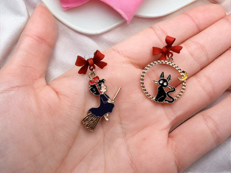 Boucles Oreilles | Pendants d'oreilles |  Kiki La petite Sorcière | Kiki et Jiji | Cuivre Plaqué Or