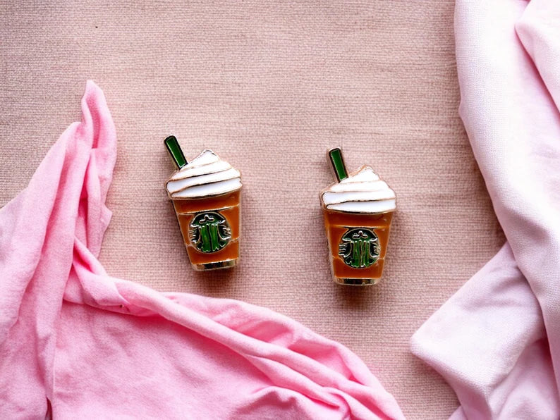 Earrings | Stud earrings | Starbucks | Humor Kawaii Cup Hot Chocolate Coffee