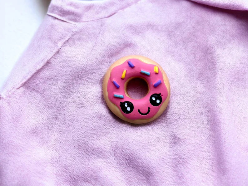 Resin Brooch Pin | Kawaii Donuts Cute Smile | Cookie | Kawaii