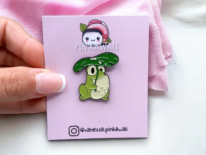 Email Brooch Pin | Lotus Flower Frog | Frog Oasis | Kawaii | Fun | Humor