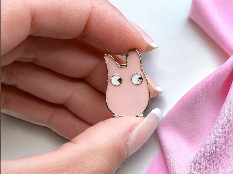 Set of 2 Enamel Brooch Pins | Totoro | Noiraudes | Pink Blue | Kawaii | Cute