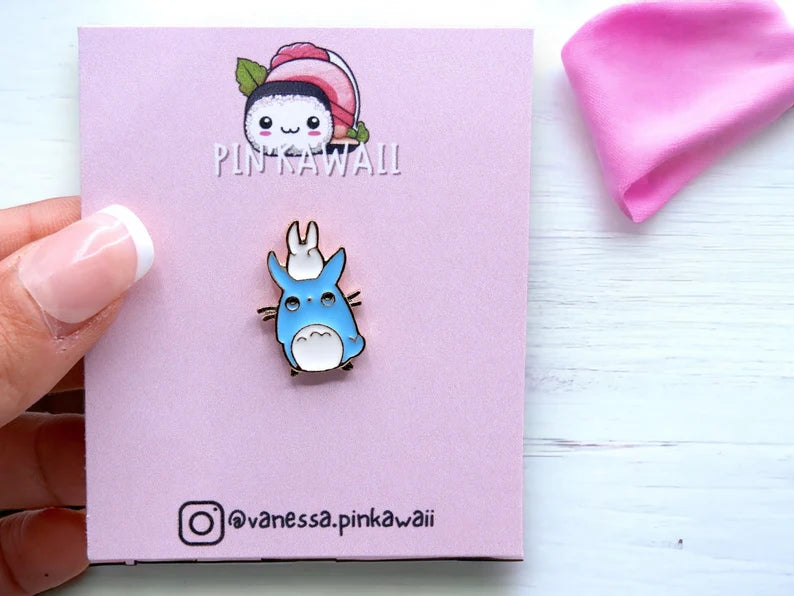 Email Brooch Pin | Totoro | Noiraudes | Blue and White | Totoro | Kawaii | Cute