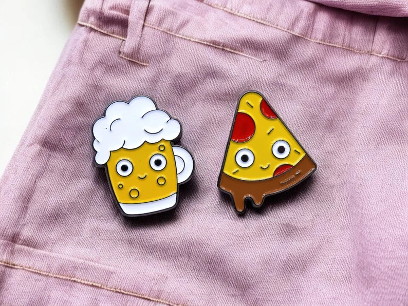 Pin's Broche Email | Pizza Bière Kawaii | Cute | Apéro | Mignon | Kawaii | Fun | Humour