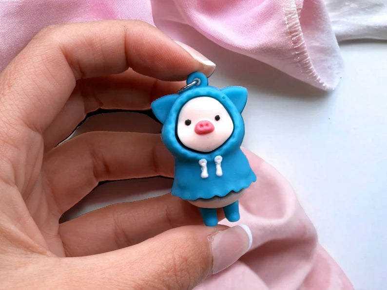 Silica Gel Silicone Pendant | Cute Pig Sweet Hoodie | Cute | Comic Strip | Kawaii