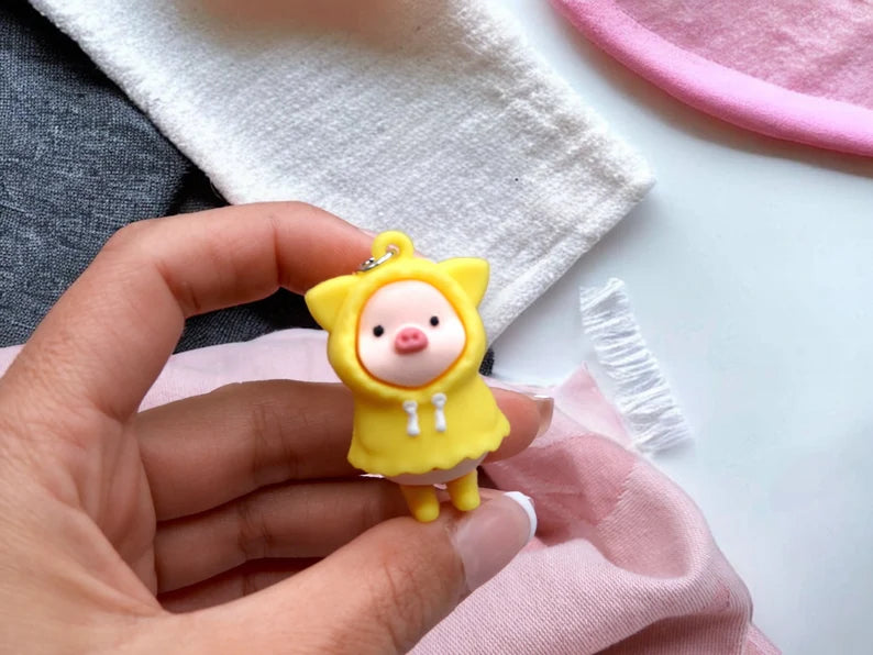 Pendentif Silicone Gel Silice | Cochon Mignon Sweet Capuche | Mignon | Bande Dessinée | Kawaii