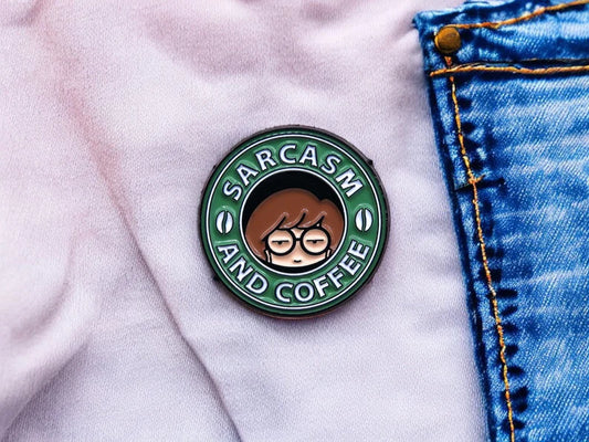 Email Brooch Pin | Sarcasm &amp; Coffee | Starbucks Humor | Sarcasm Sarcastic Humor | Kawaii | Fun