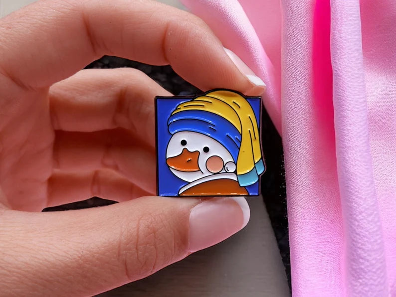 Pin's Broche Email | Canards Kawaii | Tableaux Célèbres Caricature | Kawaii | Fun | Humour