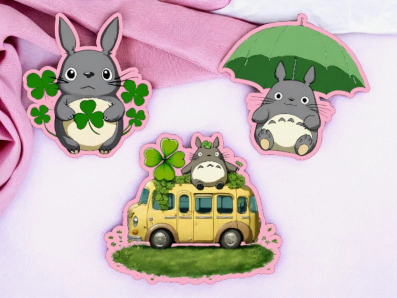 Lot de 3 Stickers | Autocollants | Vinyl Brillant |  Totoro | Mon Voisin Totoro | Kawaii | Mignon