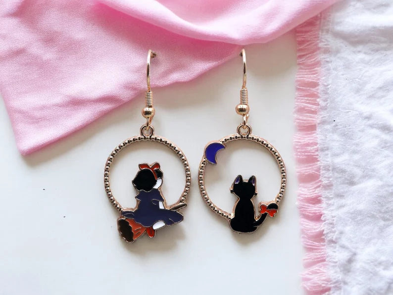 Earrings | Drop earrings | Kiki The Little Witch | Kiki and Jiji | Gold Plated Copper