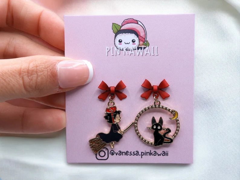 Earrings | Drop earrings | Kiki The Little Witch | Kiki and Jiji | Gold Plated Copper