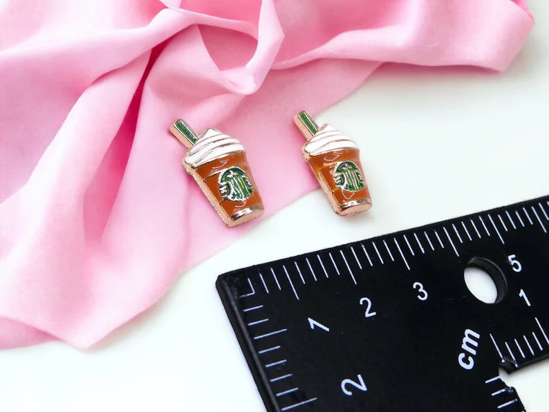 Earrings | Stud earrings | Starbucks | Humor Kawaii Cup Hot Chocolate Coffee